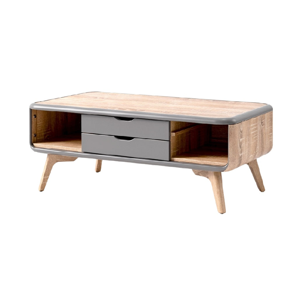 **Stolik kawowy z szufladami, drewniany, nowoczesny design**